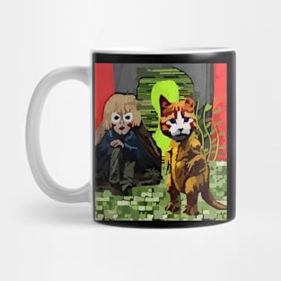 watercolor cat dinosaur camping Mug